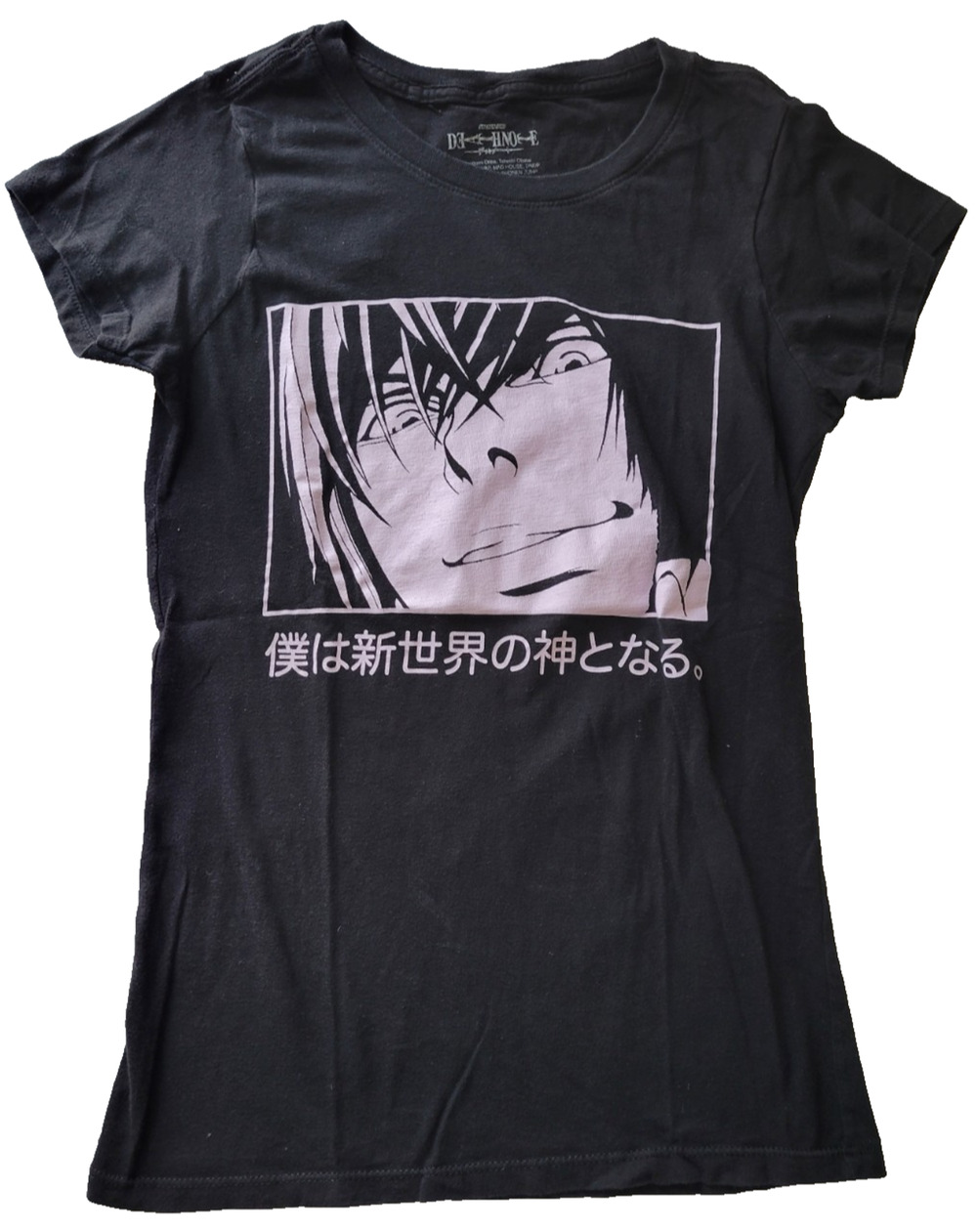 Death Note Womens S Light Yagami God New World Anime Graphic Black T-Shirt